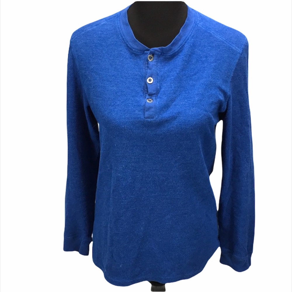 Falls Creek Waffle Long Sleeve Shirt, Blue, Medium